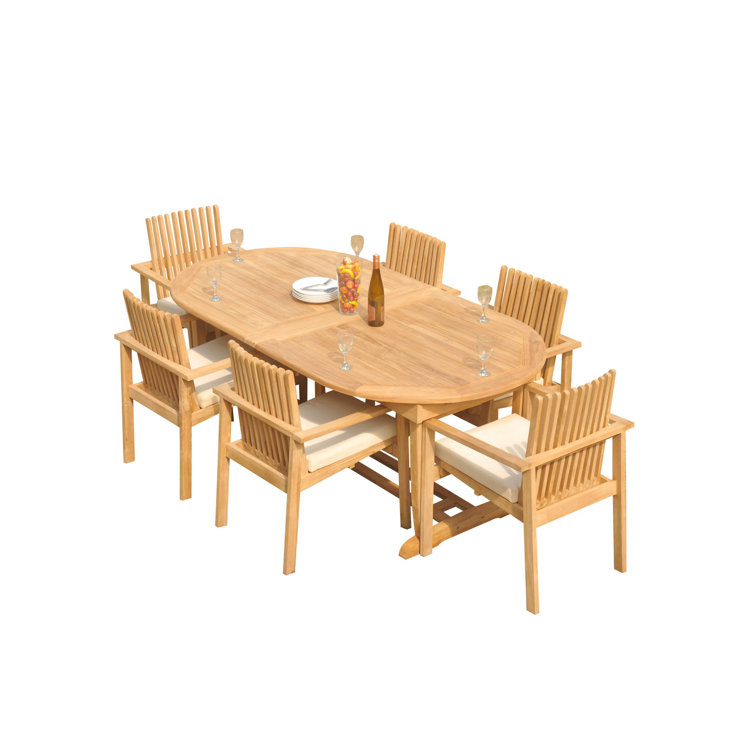 Teak Smith 6 - Person Oval Teak Outdoor Dining Set | Wayfair